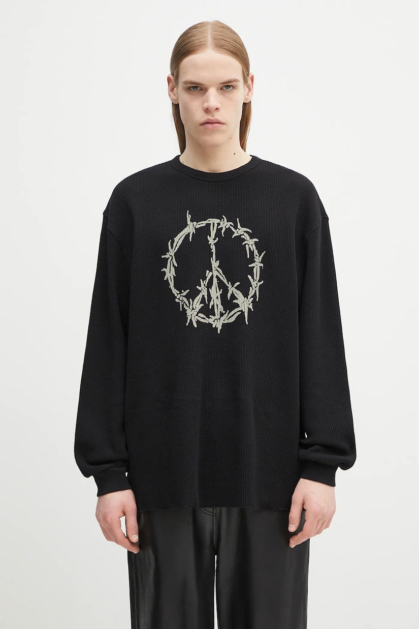 Aries hanorac de bumbac Peace Press Gothic Waffle LS Tee