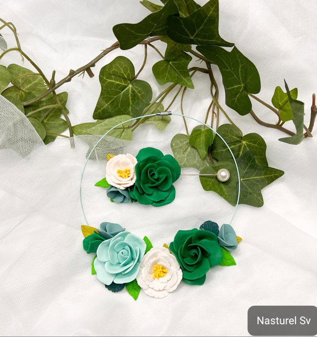 Set colier si pin: Flori