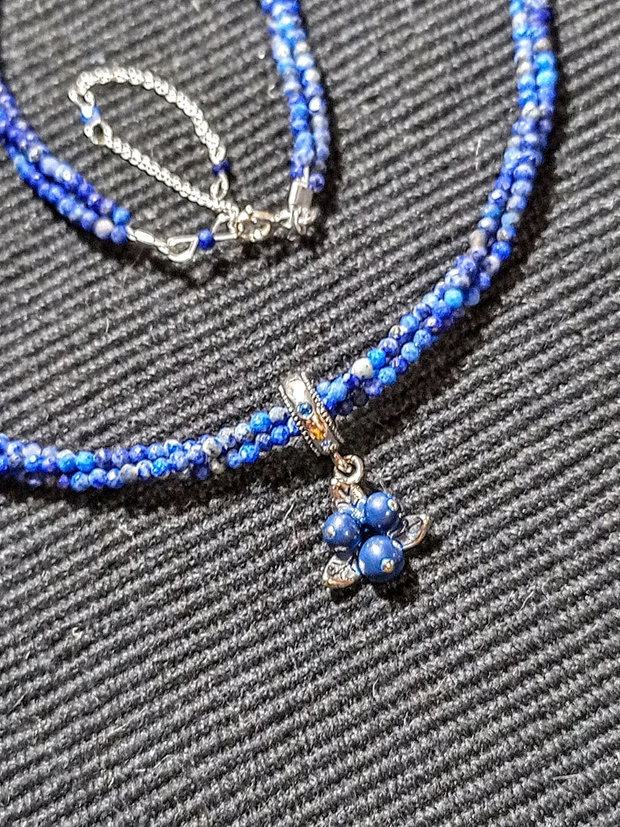 Colier argint X3 lapis lazuli charm argint afine minimalist boho chic trendy cadou - Transport gratuit
