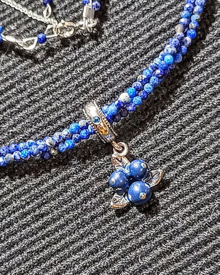 Colier argint X3 lapis lazuli charm argint afine minimalist boho chic trendy cadou - Transport gratuit