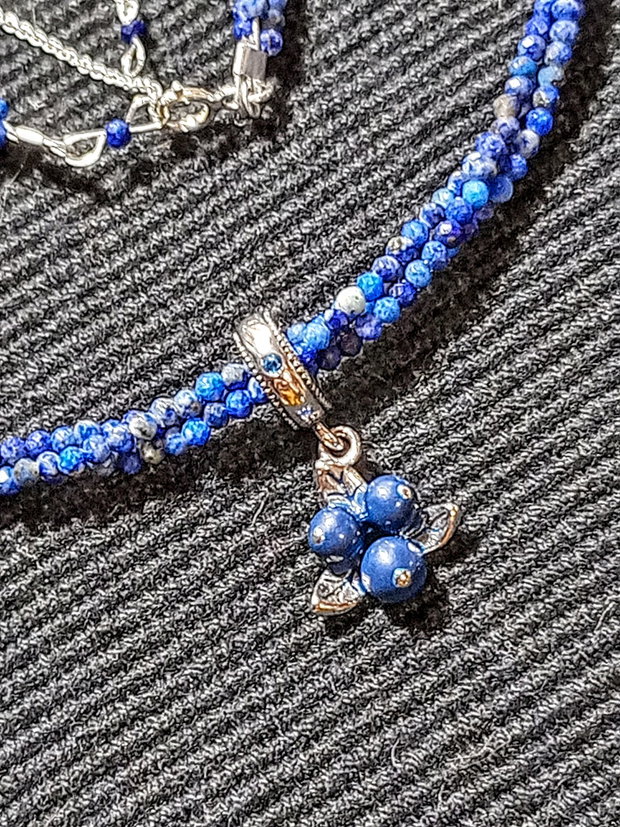 Colier argint X3 lapis lazuli charm argint afine minimalist boho chic trendy cadou - Transport gratuit