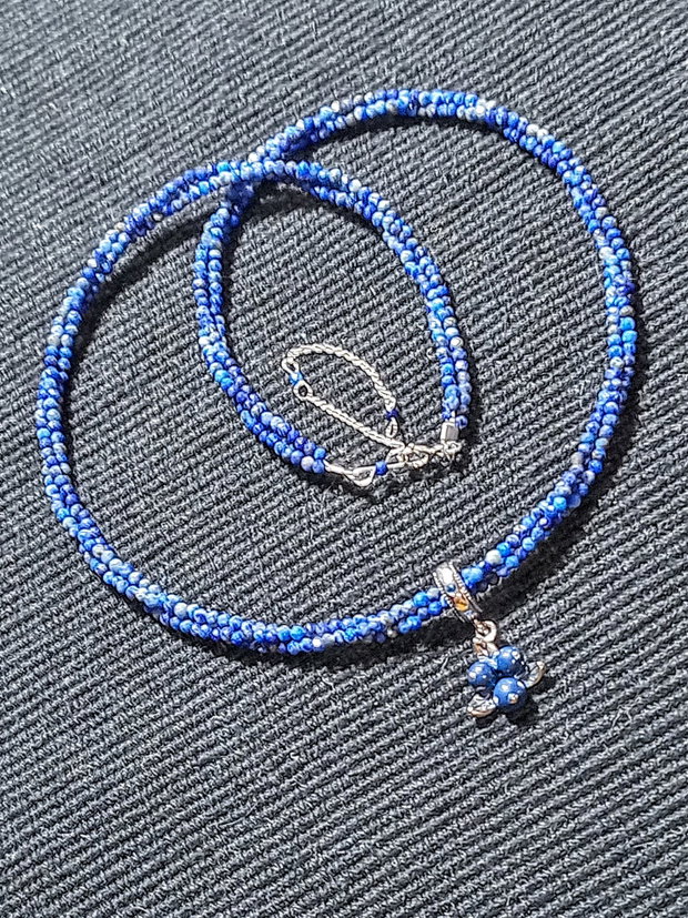Colier argint X3 lapis lazuli charm argint afine minimalist boho chic trendy cadou - Transport gratuit