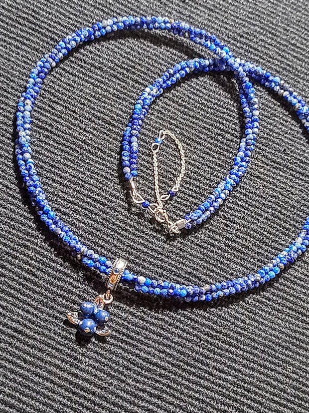 Colier argint X3 lapis lazuli charm argint afine minimalist boho chic trendy cadou - Transport gratuit