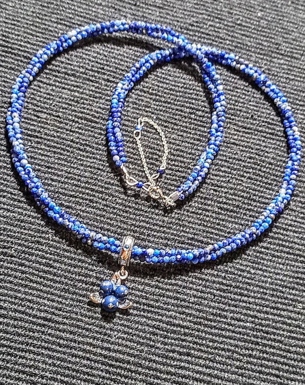 Colier argint X3 lapis lazuli charm argint afine minimalist boho chic trendy cadou - Transport gratuit