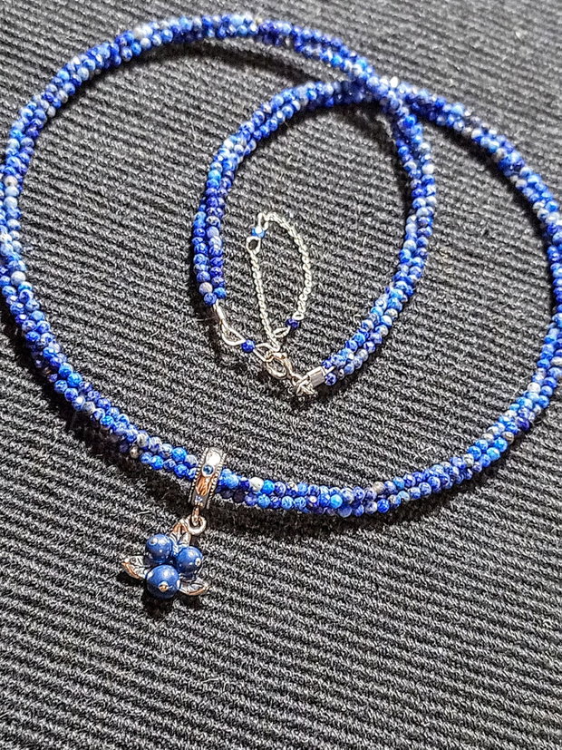 Colier argint X3 lapis lazuli charm argint afine minimalist boho chic trendy cadou - Transport gratuit
