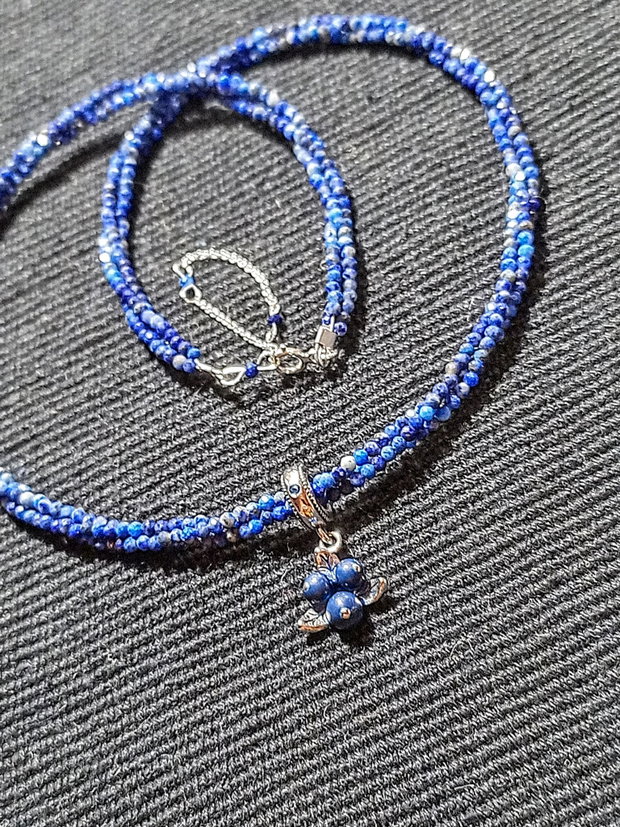 Colier argint X3 lapis lazuli charm argint afine minimalist boho chic trendy cadou - Transport gratuit