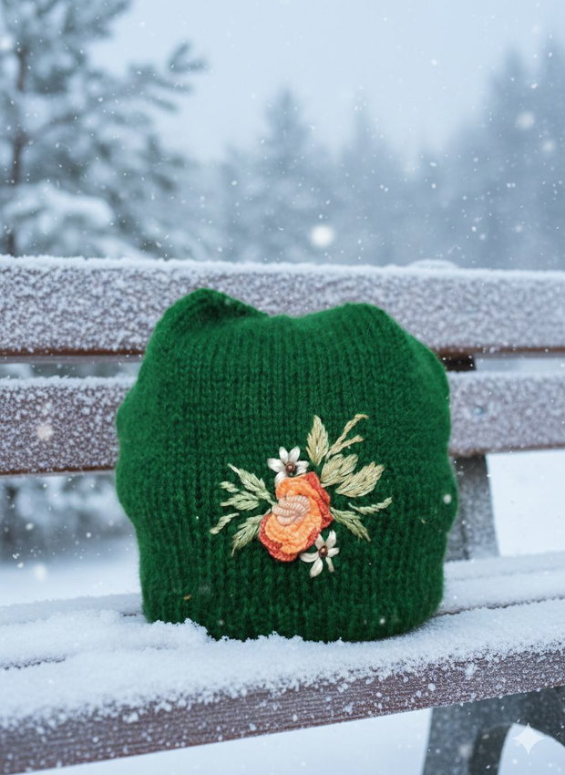 Caciulita handmade verde iarba