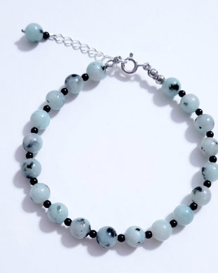 Bratara argint 925 cu jasp kiwi si spinel negru