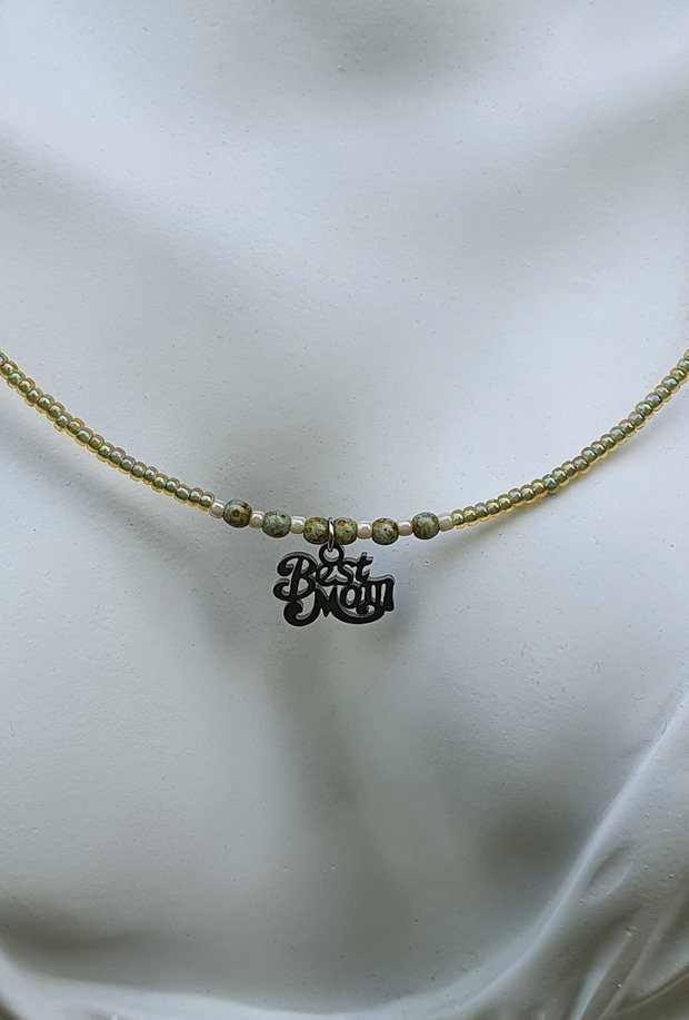 Colier minimalist cu charm "Best Mom"