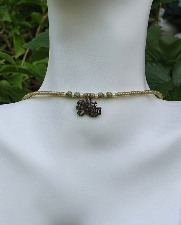 Colier minimalist cu charm "Best Mom"