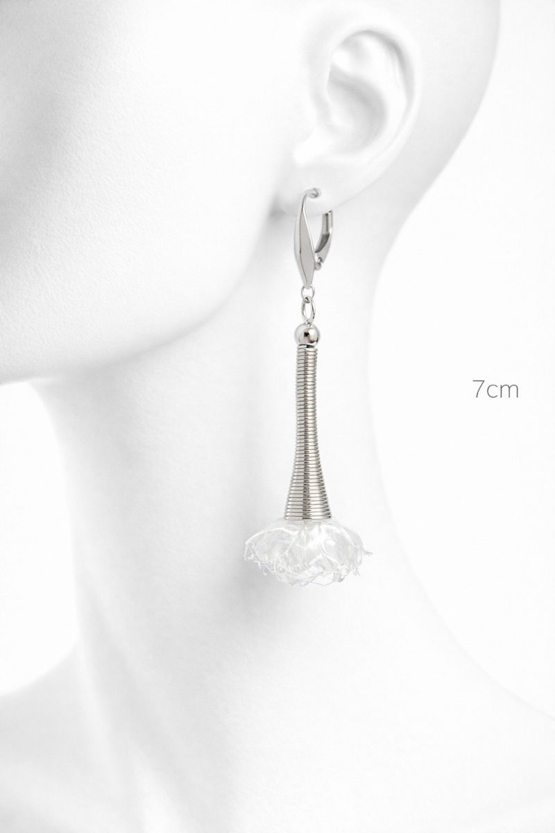 Cercei statement florali din plastic reciclat handmade, unicat (cod1371)