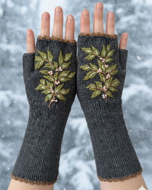 Mănuși handmade gri inchis
