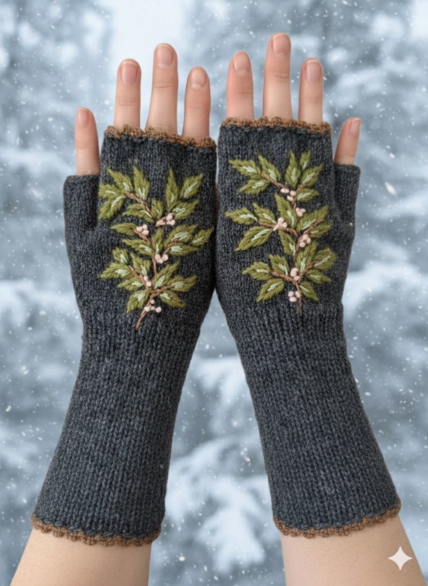 Mănuși handmade gri inchis