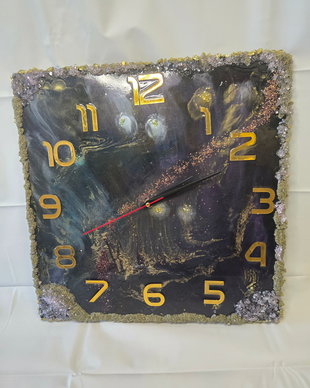 Ceas din rasina  epoxidica 40 x40 cm