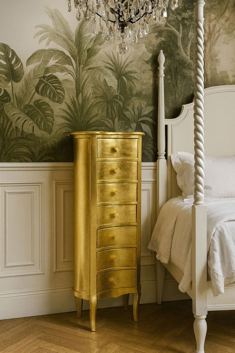 Comoda Rococo din lemn masiv auriu