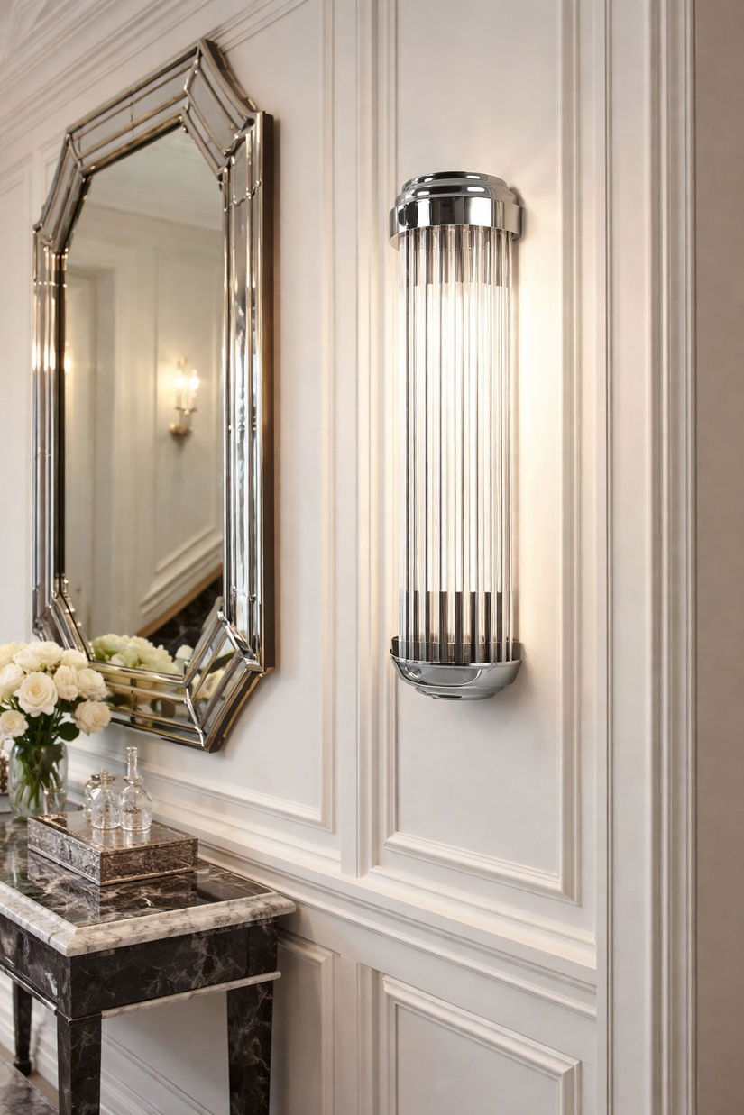 Lampa perete Art Deco argintie