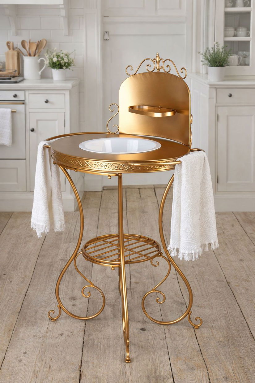 Set lavoar din metal auriu antichizat