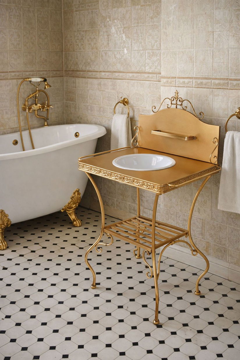 Set lavoar din metal auriu antichizat