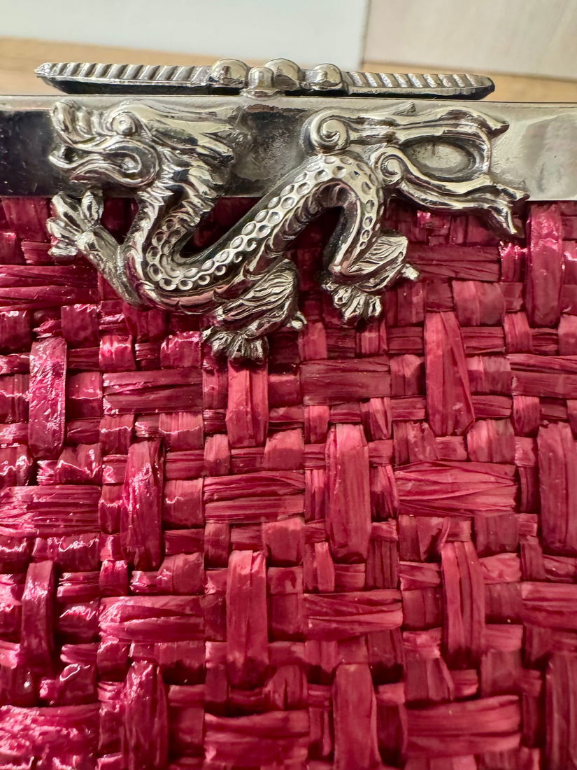 SUPERBA GEANTA VINTAGE COMBINATIE LAC SI IMPLETITURA NATURALA