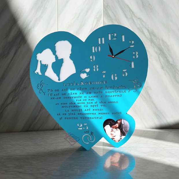 Ceas de perete personalizat cu poza,aniversarea casatoriei