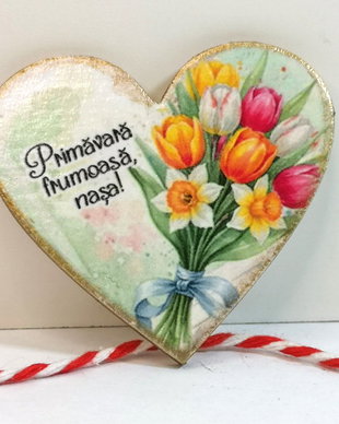 Martisor cu flori, personalizat pentru nasa, fina