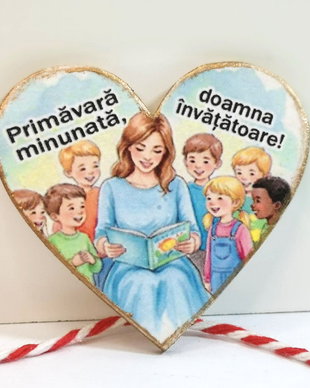 Martisor inima, personalizate pentru invatatoare/ educatoare