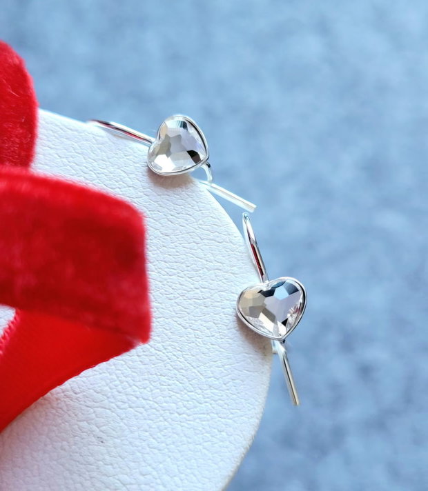 Cercei din argint 925 cu inimioare Swarovski