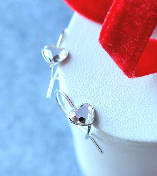 Cercei din argint 925 cu inimioare Swarovski