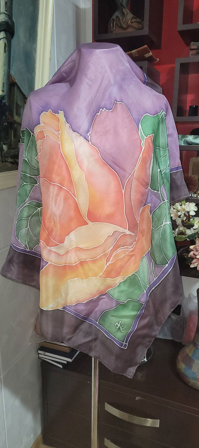 Diverse eșarfe mătase pictate cod 4