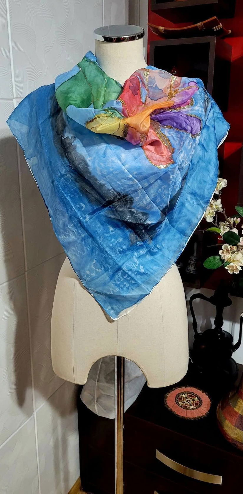 Diverse eșarfe mătase pictate cod 4