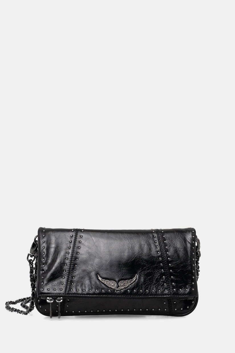 ZADIG&VOLTAIRE geantă de piele ROCK VINTAGE PATENT STUDS