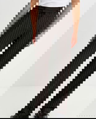 Drôle de Monsieur pantaloni din amestec de lână Le Pantalon Pinstripes