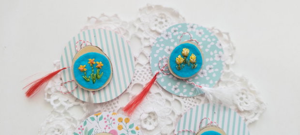 Pret vechi! Brosa brodat narcuse si branduse/ martisor
