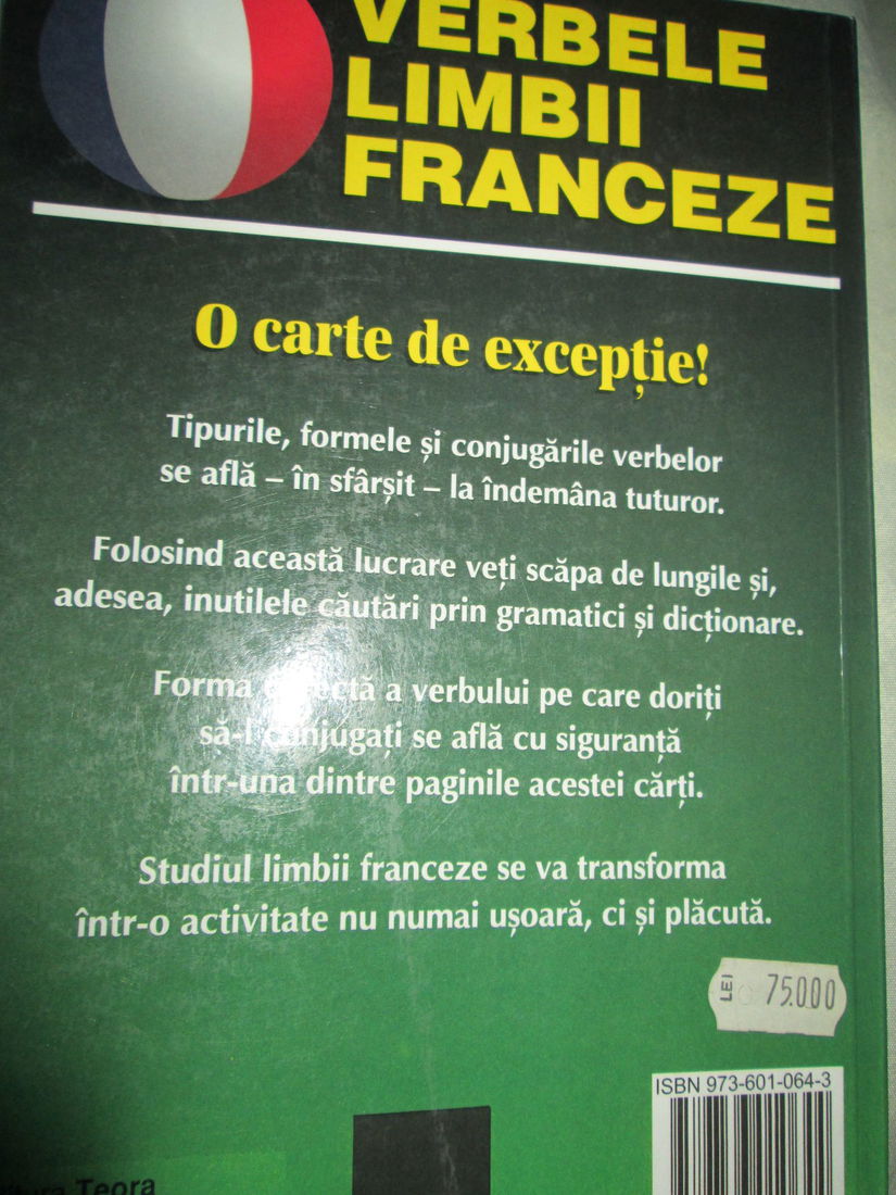 2001 carte Verbele limbii franceze