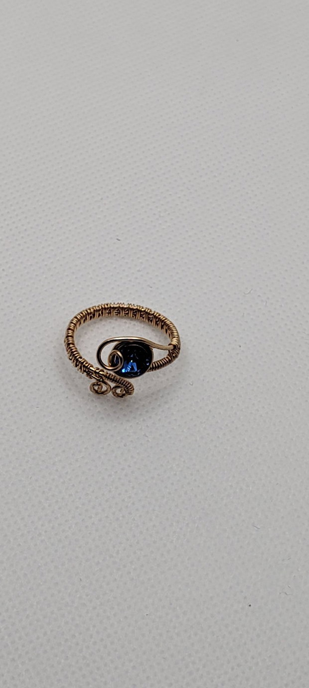 Inel unicat, inel din aur filat, inel reglabil, inel cu Swarovski