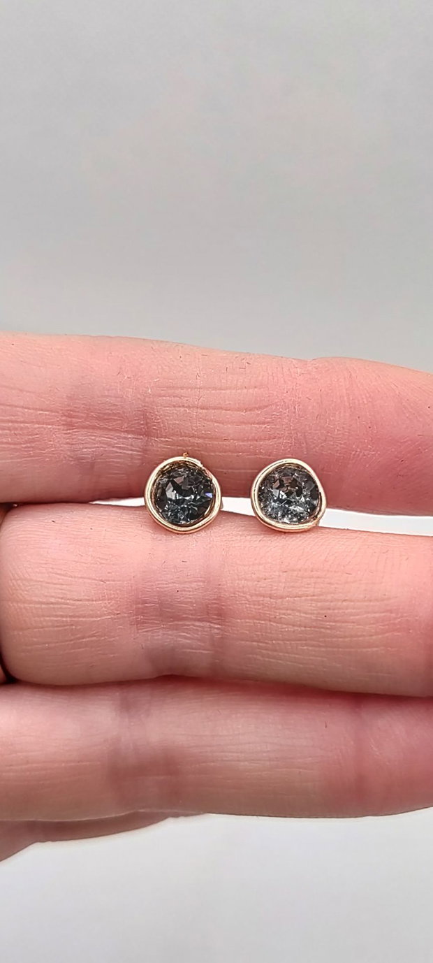 Cercei stud, cercei din aur filat de 14 k, cercei cu Swarovski
