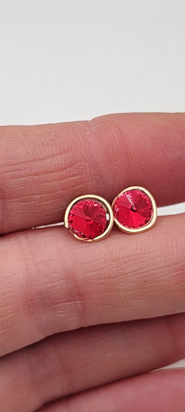 Cercei stud, cercei din aur filat de 14 k, cercei cu Swarovski