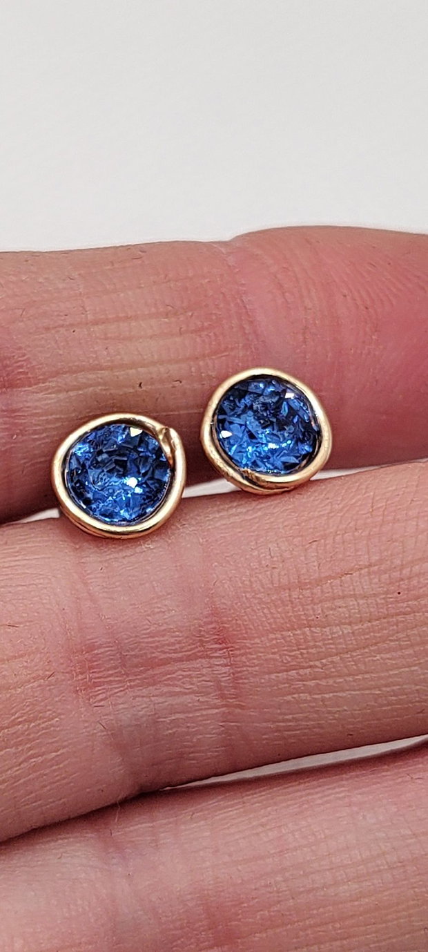 Cercei stud, cercei din aur filat de 14 k, cercei cu Swarovski