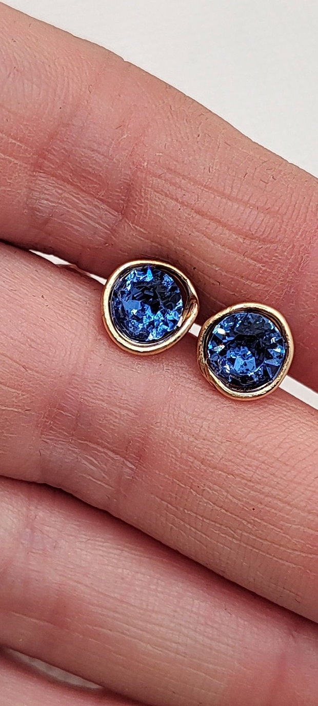Cercei stud, cercei din aur filat de 14 k, cercei cu Swarovski
