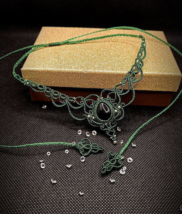 Colier Princess Verde Micromacrame cu Onix