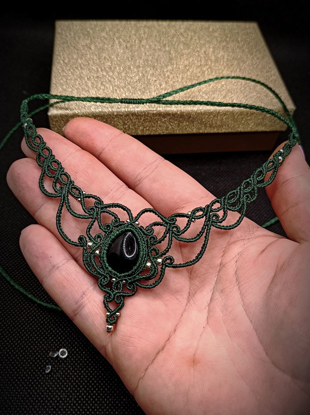 Colier Princess Verde Micromacrame cu Onix