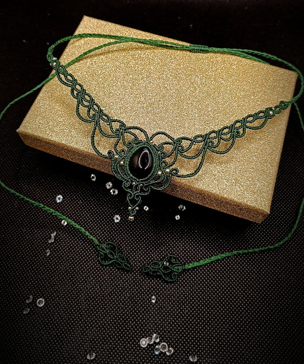 Colier Princess Verde Micromacrame cu Onix