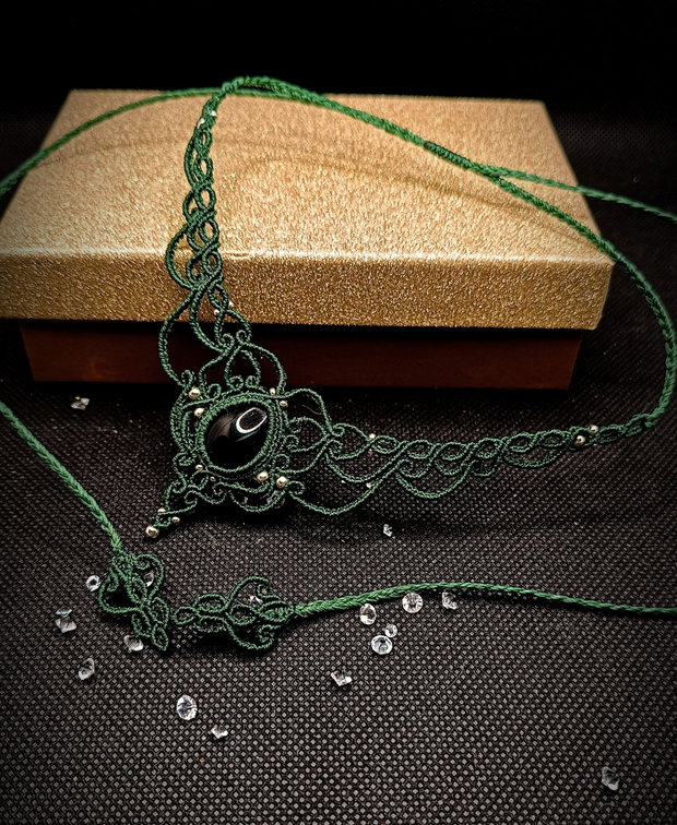 Colier Princess Verde Micromacrame cu Onix