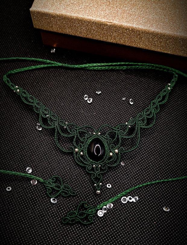 Colier Princess Verde Micromacrame cu Onix