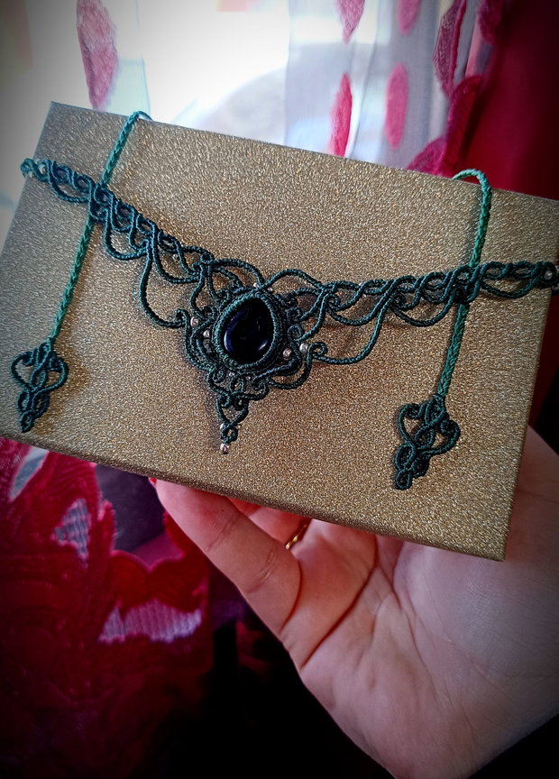 Colier Princess Verde Micromacrame cu Onix