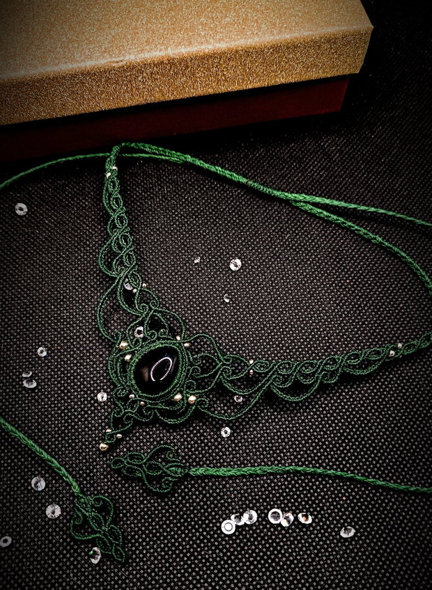 Colier Princess Verde Micromacrame cu Onix