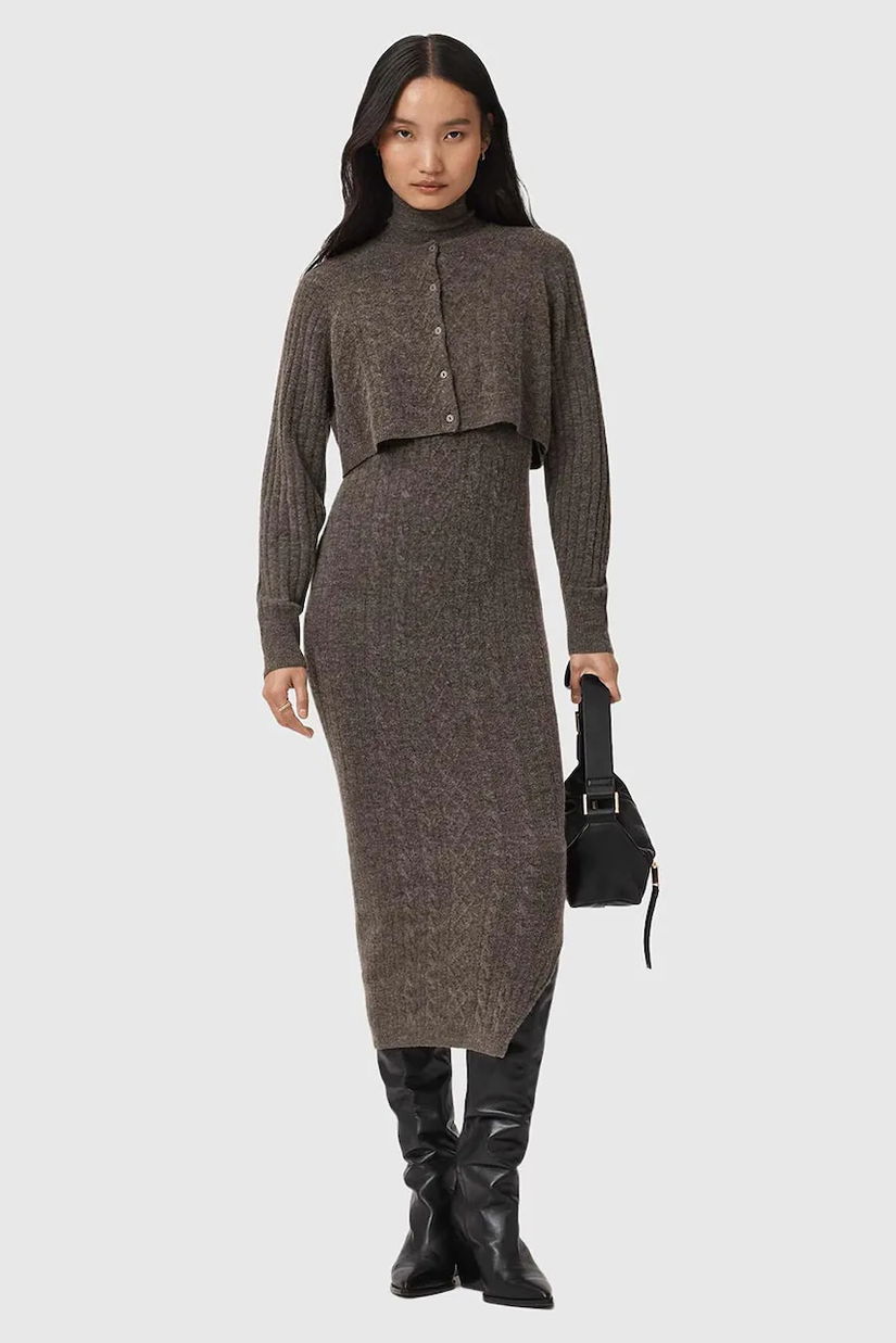 AllSaints rochie și cardigan din lână