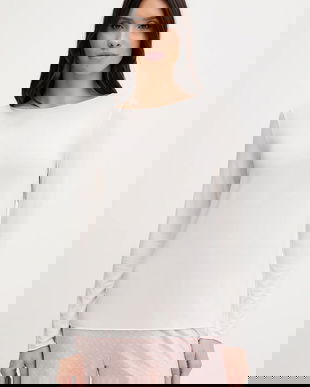 United Colors of Benetton top de pijama cu mânecă lungă, din amestec de in