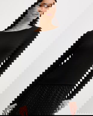 United Colors of Benetton top de pijama cu mânecă lungă, din amestec de in