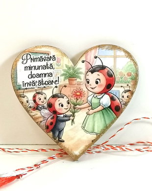 Martisor personalizat pentru invatatoare, educatoare - clasa buburuze